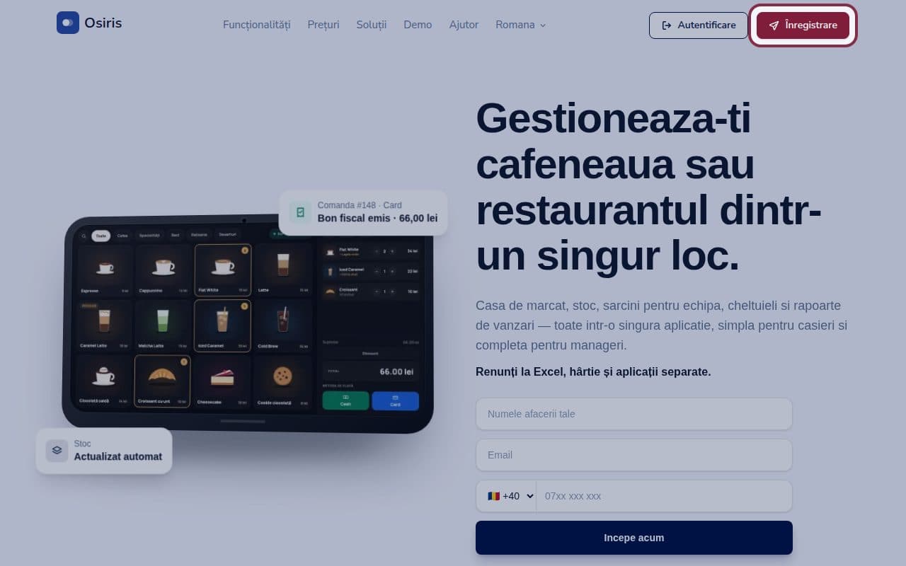 Pasul 1: Intră pe osirispos.com